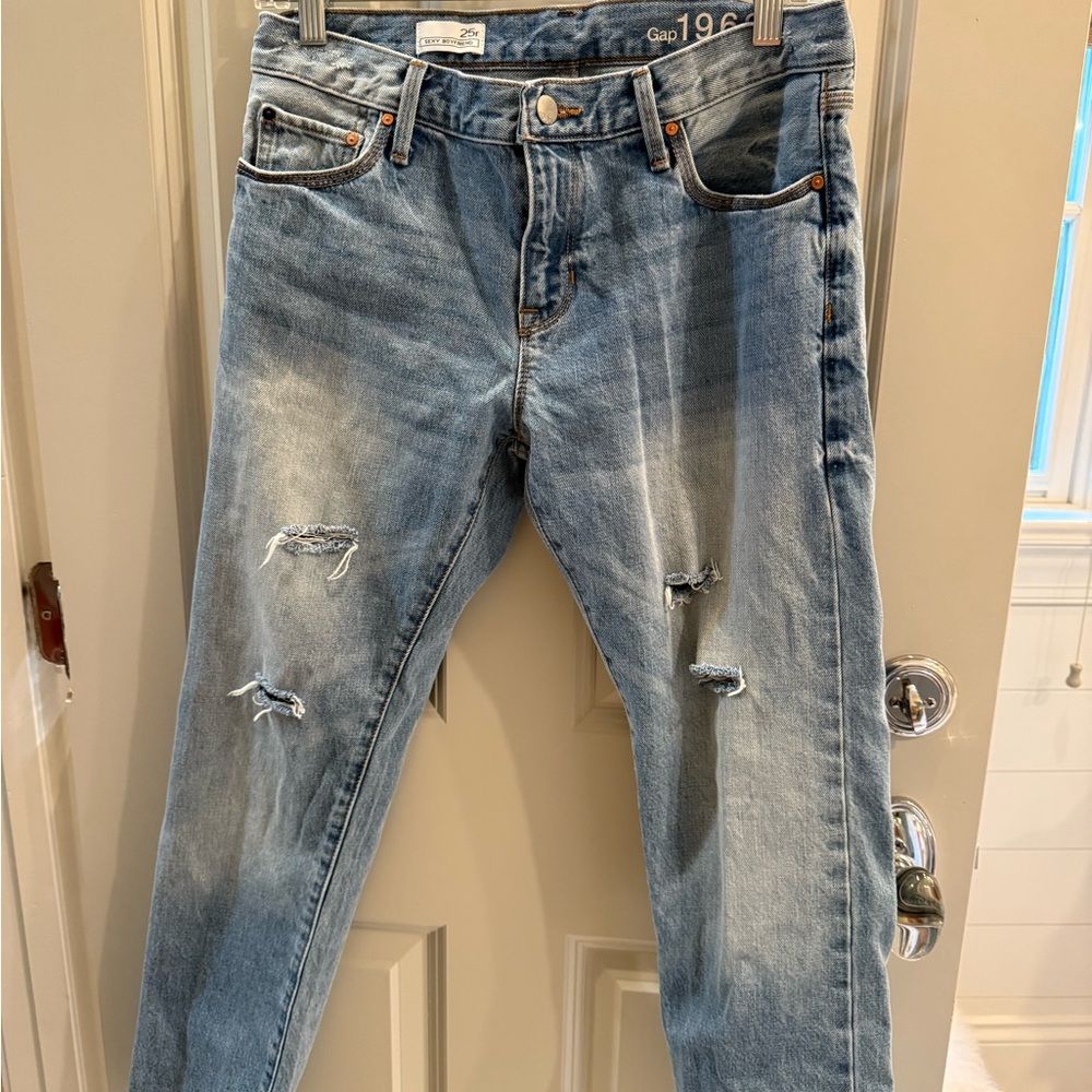 Sexy boyfriend washed blue denim excellent condition